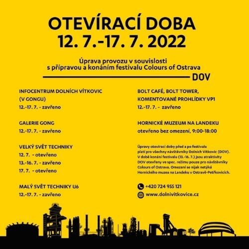 Otevírací doba a průjezdnost areálem před a během Colours of Ostrava