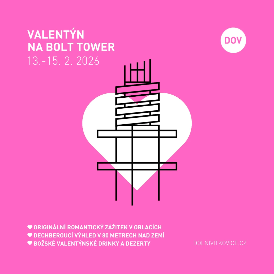 Valentýn na Bolt Tower (13.-15. 2. 2026) – Bolt Café – Dolní Vítkovice