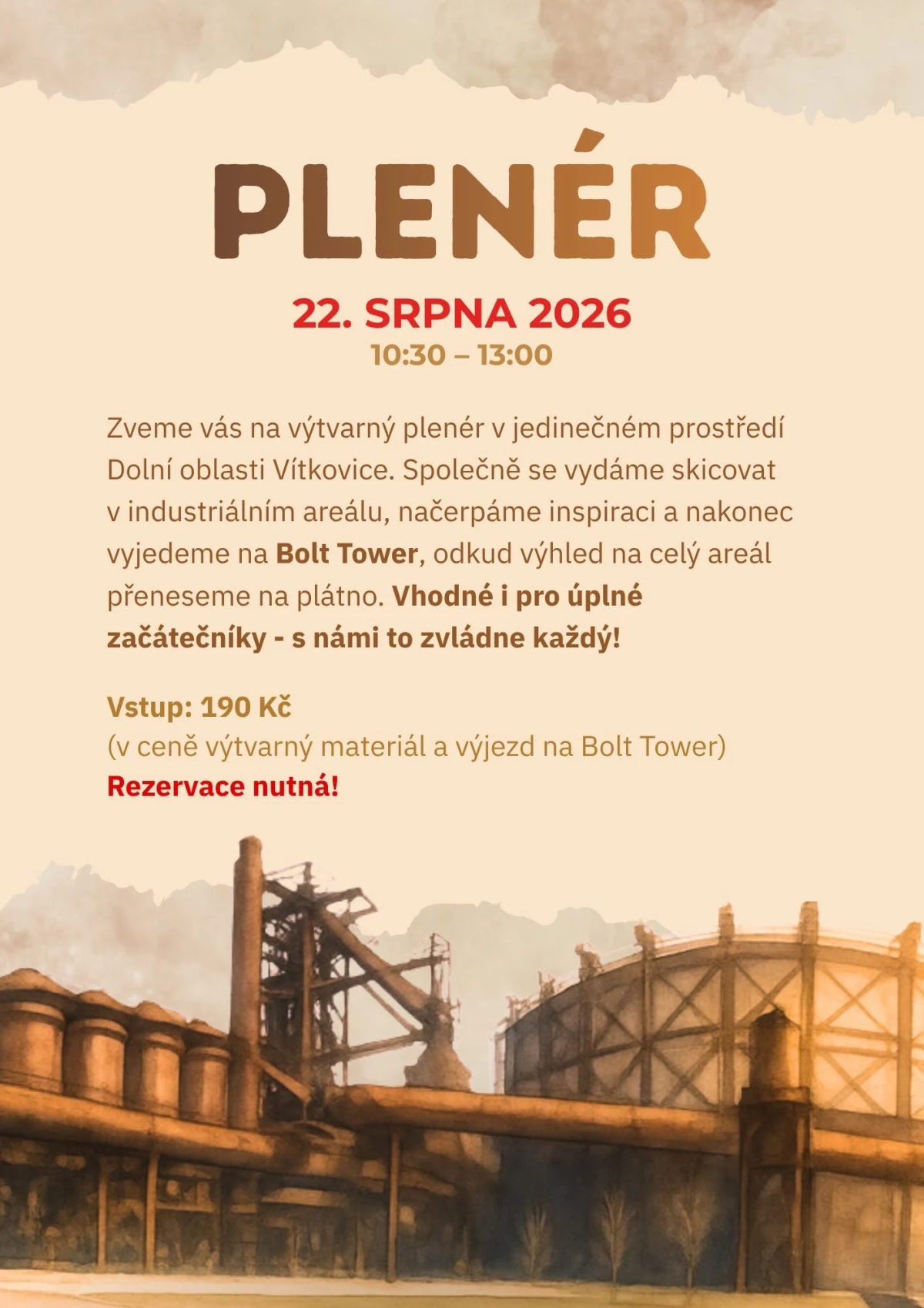 Plenér s výjezdem na Bolt Tower – Galerie Gong – Dolní Vítkovice